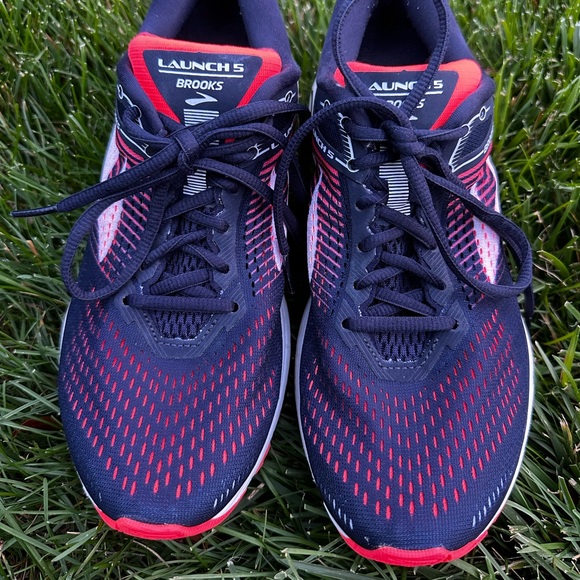 Brooks Launch 9 Women Running Shoes - Navy Blue / Orange / Purple - Picture 5 of 7